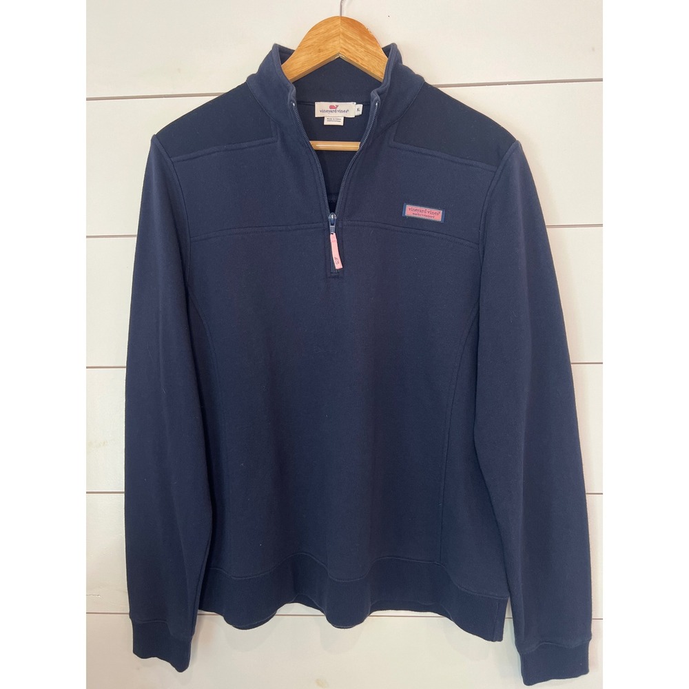 Vineyard Vines Womens Navy Blue Quarter Zip Pullover Sweater XL Preppy